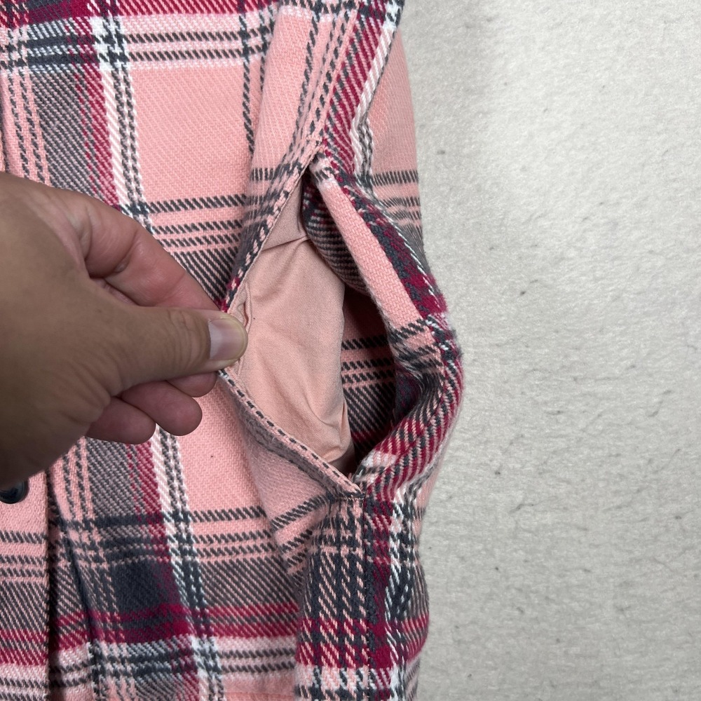 Outerknown Blanket Shirt Mens XS Pink Button Front Plaid Heavy Flaw Button - Picture 10 of 11